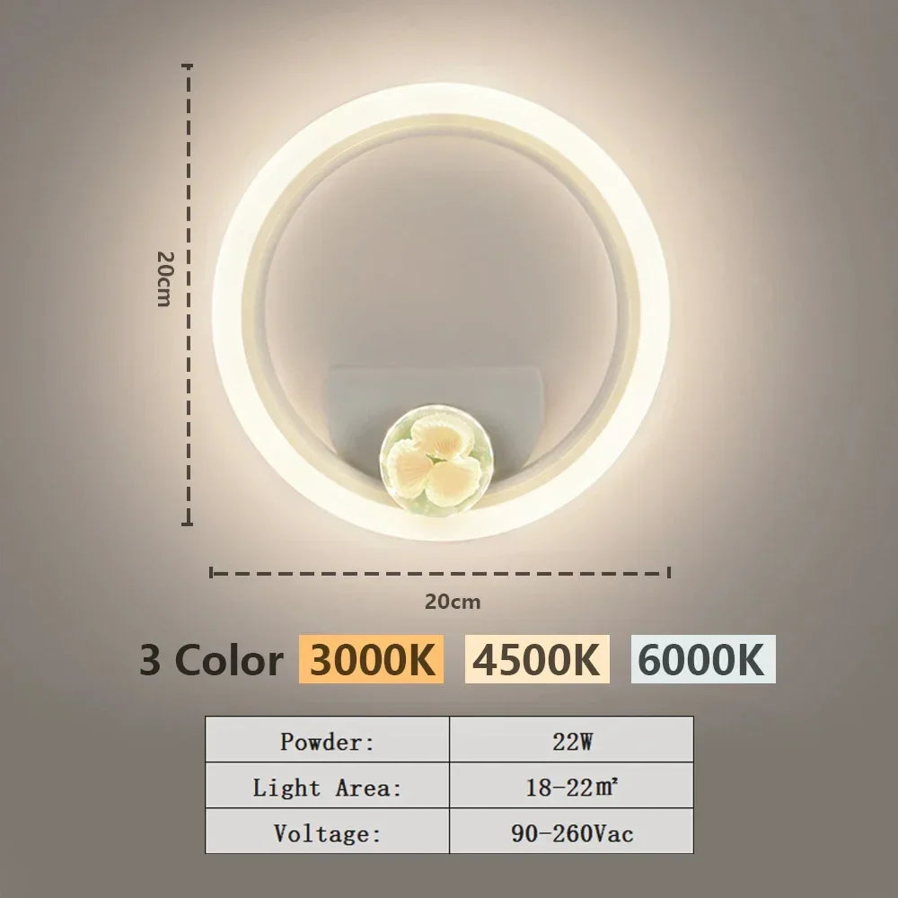 Modern LED Wall Lamp – Adjustable 3-Color Light Source for Bedroom, Living Room, Balcony, and Interior Decoration