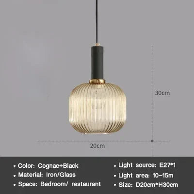 Modern Nordic Glass Pendant Light – Single Cup LED Pendant Light for Dining Room, Bedroom, Café and Study – White, Green, Cognac & more