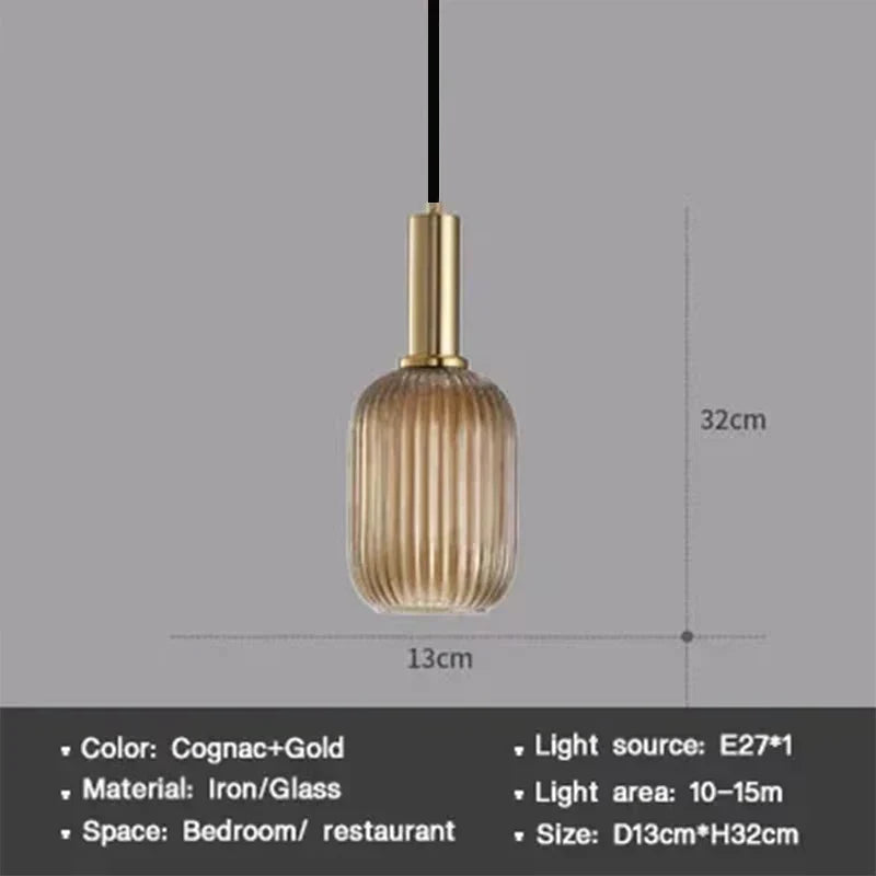 Modern Nordic Glass Pendant Light – Single Cup LED Pendant Light for Dining Room, Bedroom, Café and Study – White, Green, Cognac & more