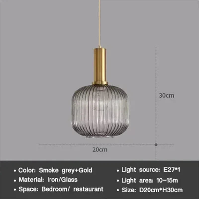 Modern Nordic Glass Pendant Light – Single Cup LED Pendant Light for Dining Room, Bedroom, Café and Study – White, Green, Cognac & more