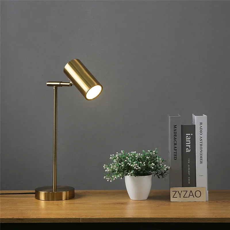 Modern gold table lamp - Eye-friendly LED reading lamp for study, bedroom and living room decor