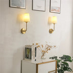 Nordic Minimalism LED Wall Lamp – Modern Linen Lampshade for Living Room, Bedroom and Staircase Decor
