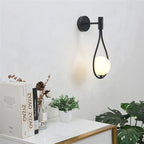 Modern metal wire and glass ball wall lamp - Scandinavian wall lighting for living room, bedroom, hallway, foyer and stairs - AC powered, LED bulb included