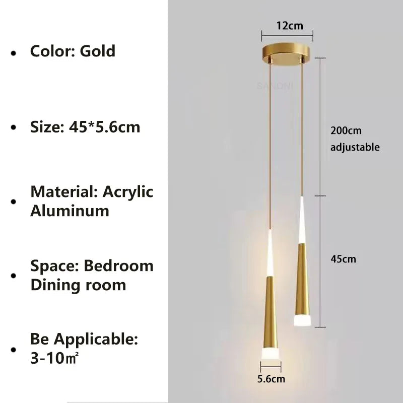 Nordic LED Pendant Light – Long Hanging Wire Chandelier for Bedroom, Living Room, Dining Room and Office – Modern Home Decor Light Source