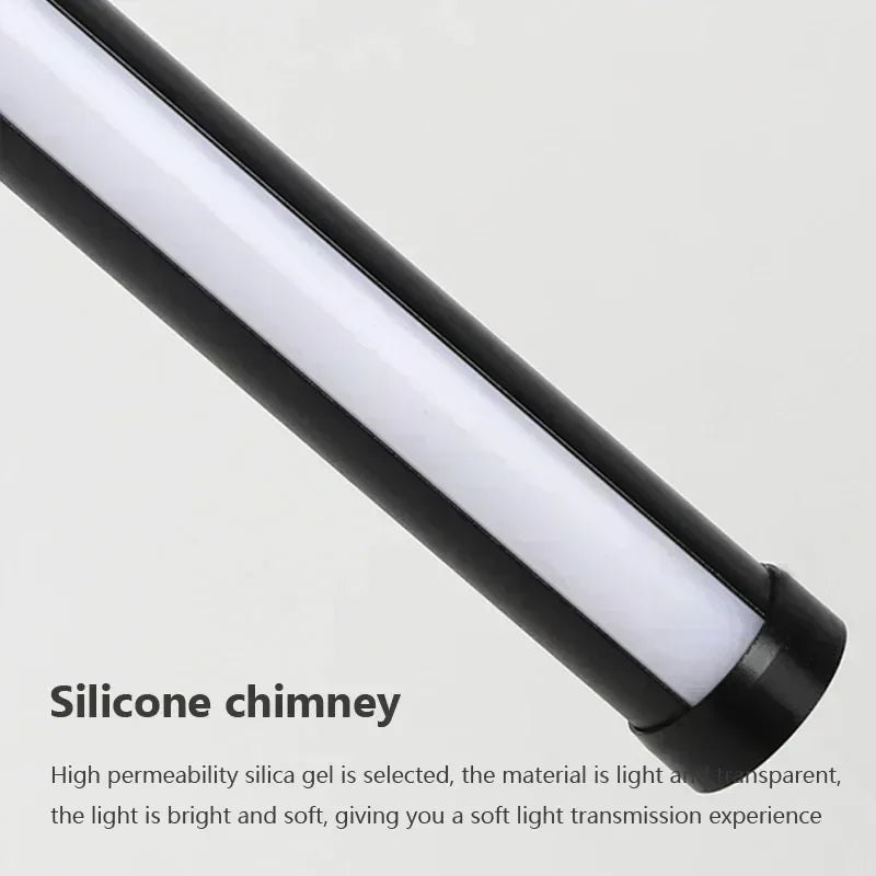 Modern LED Long Pendant Light for Dining Room, Bedroom & Living Room – Touch Tip, Aluminum Hanging Lamp, white & black Shade