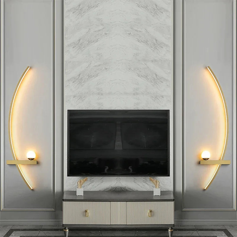 Modern LED Wall Lamp Black Gold - Elegant long stripe design for versatile lighting