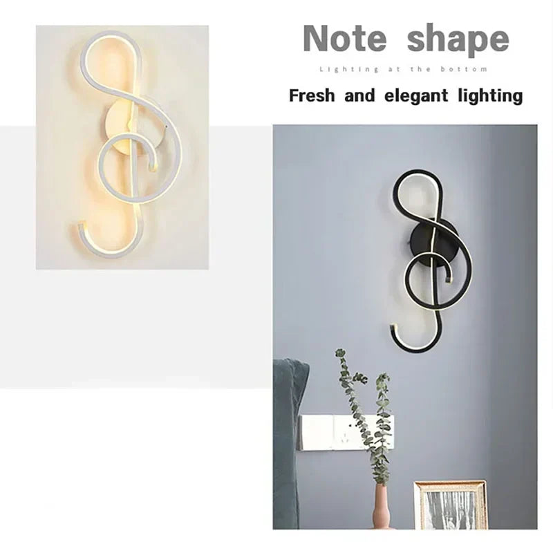 Modern LED Wall Lamp - Music Note Wall Lamp for Bedroom, Living Room and Office, On/Off Touch, Up and Down Light Direction, Indoor Decoration