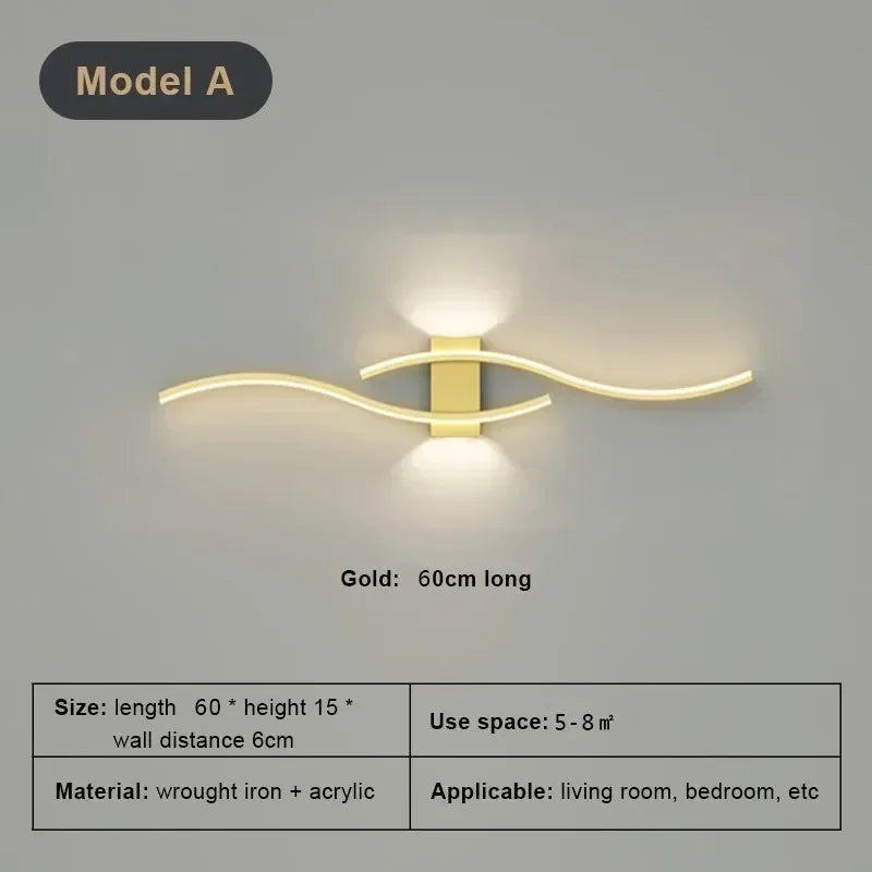 Modern minimalist LED strip wall lamp - dimmable wall lighting for living room, bedroom, restaurant, and bathroom