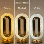 Modern Luxury Oval USB Rechargeable Crystal Table Lamp – Dimmable LED Night Light for Bedroom, Living Room, and Nightstand Decor