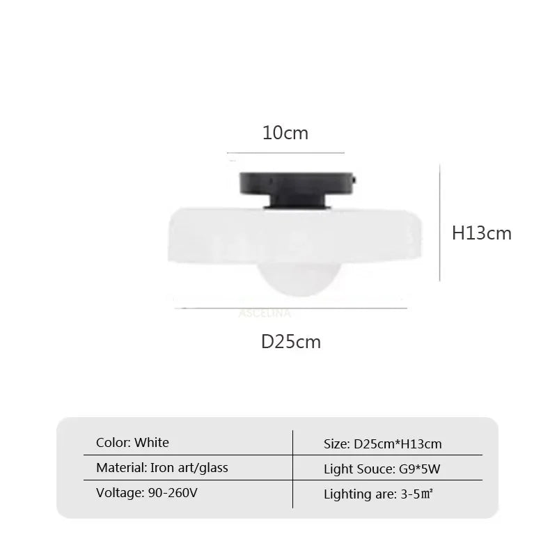 Modern double glass ceiling lamp – G9 lamp wall lamp for living room, bedroom, hallway and balcony