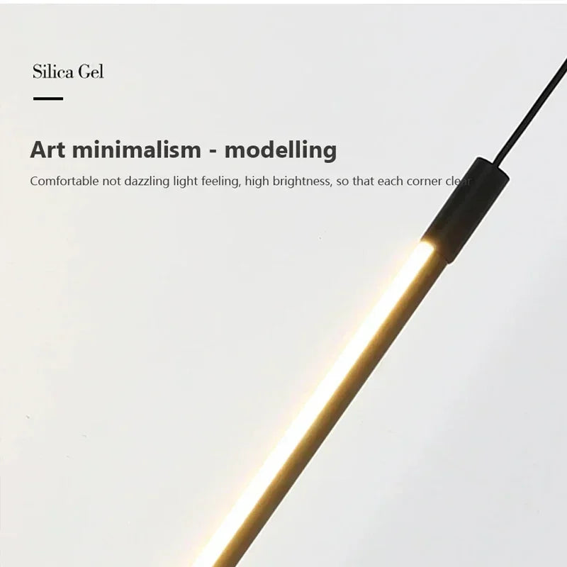 Modern LED Long Pendant Light for Dining Room, Bedroom & Living Room – Touch Tip, Aluminum Hanging Lamp, white & black Shade
