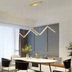 Modern LED Pendant Light – Nordic Golden Chandelier for Kitchen, Dining Room and Restaurant, Z-Shape Design with Remote Control