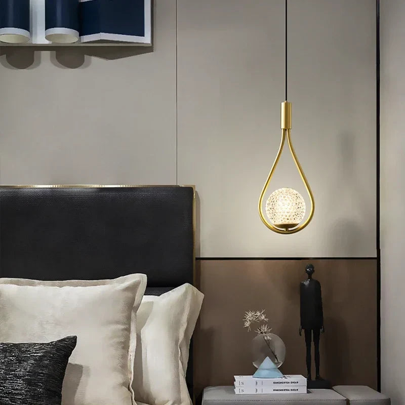 Modern LED Pendant Lamp – Nordic satin glass ball chandelier with G9 bulb for bedroom, living room, and dining room