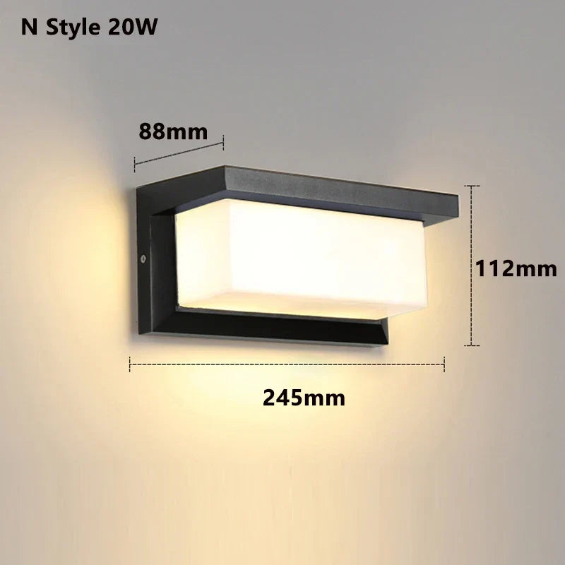 Modern LED outdoor wall lamp with motion sensor - Waterproof veranda light, outdoor lighting system