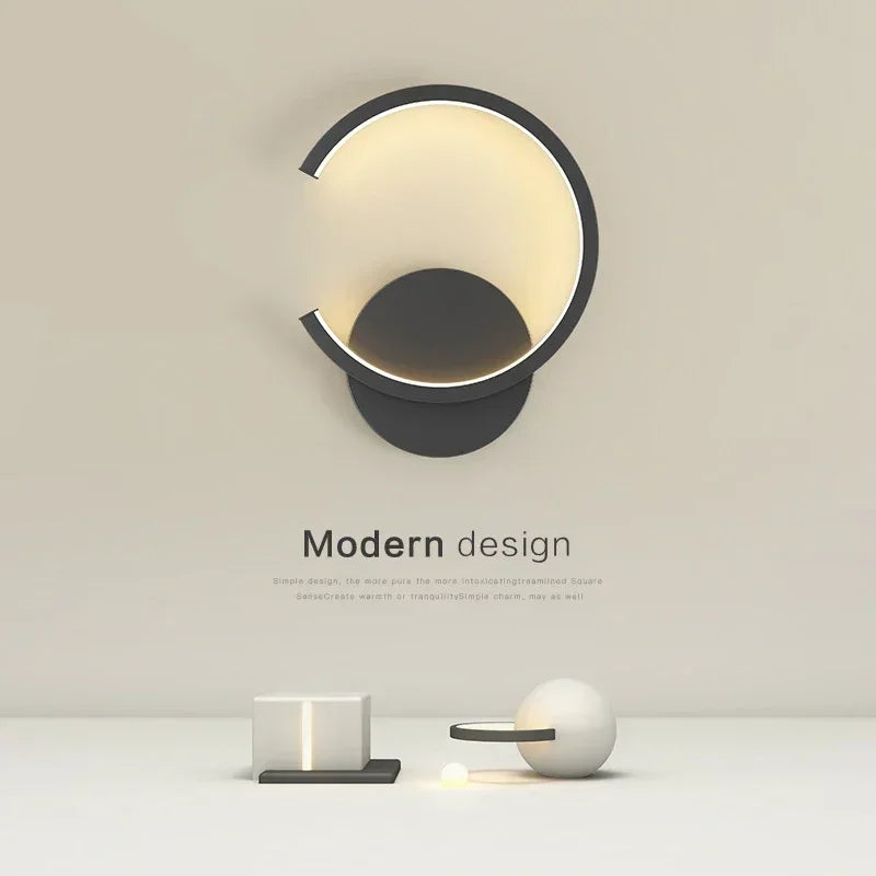 Modern LED Wall Lamp – Norwegian Style Black, White and Gold Wall Lighting for Living Room, Bedroom, Hallway and Home Decoration