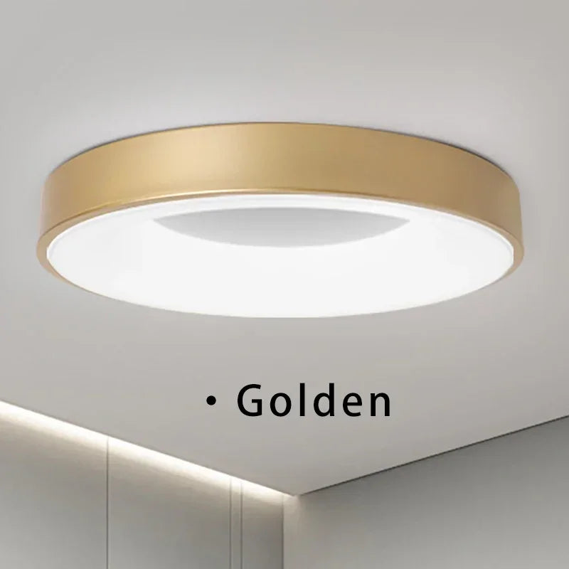 Modern Macaron LED Ceiling Lamp - Adjustable round design with remote control dimming for bedroom, living room, and hallway