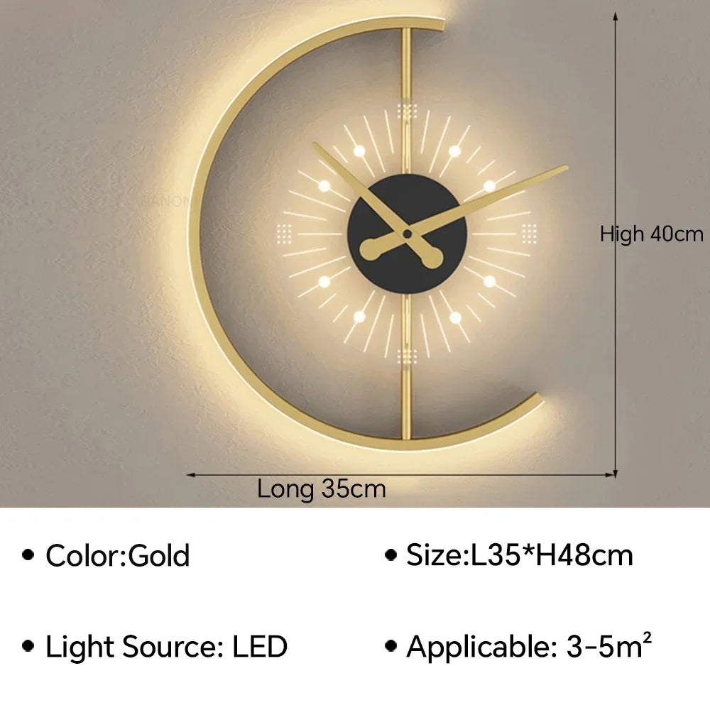 Modern LED Clock Wall Lamp – Stylish Wall-Mounted Lamp for Bedroom, Living Room and Home Decoration