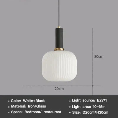 Modern Nordic Glass Pendant Light – Single Cup LED Pendant Light for Dining Room, Bedroom, Café and Study – White, Green, Cognac & more