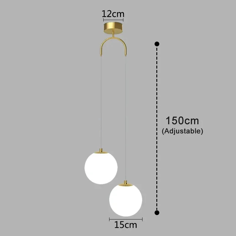 Modern Glass LED Pendant Light – Nordic Style Hanging Lamp for Living Room, Bedroom, Restaurant and Bar, 220V AC, Indoor Lighting Fixture