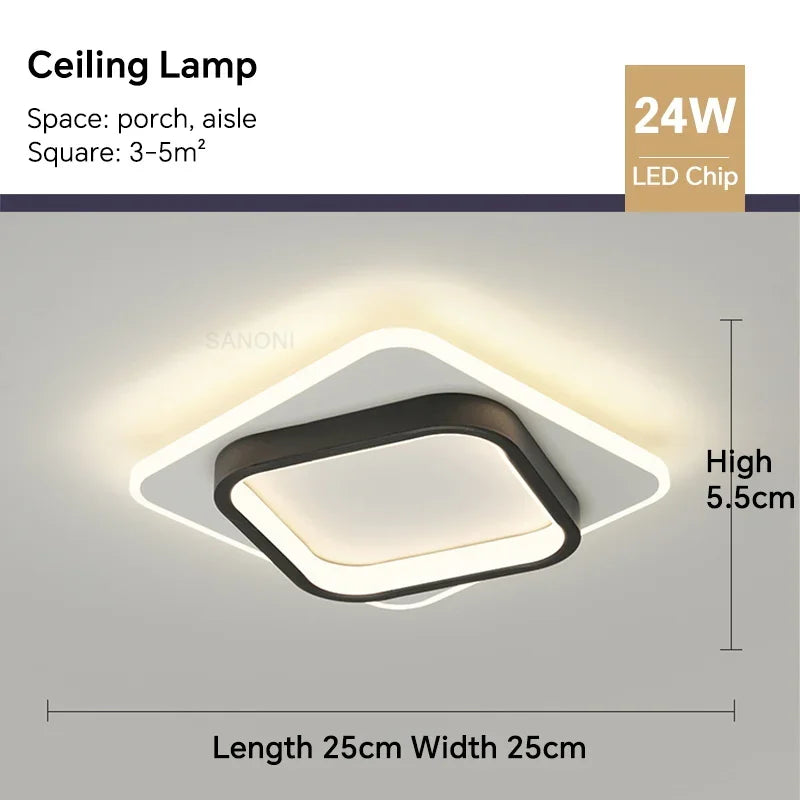 Modern LED ceiling light - Square ceiling lamp for living room, staircase, hallway and more