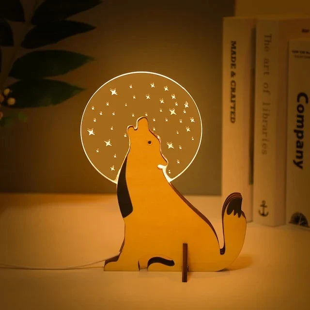 Charming wooden animal LED night lights