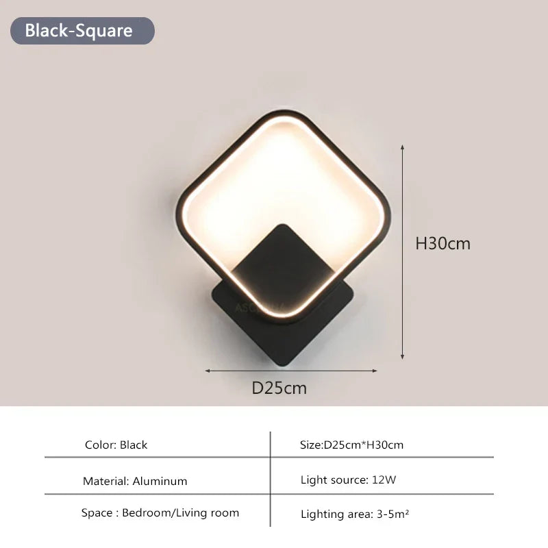 Modern LED Wall Lamp - Round Wall Lamp for Bedroom, Living Room, Hall and Office