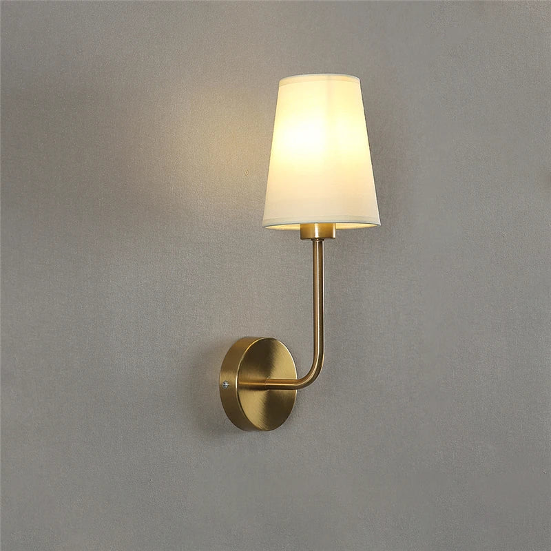 Nordic Minimalist Wall Lamp – Modern linen lampshade with elbow design for living room, bedroom, and staircase