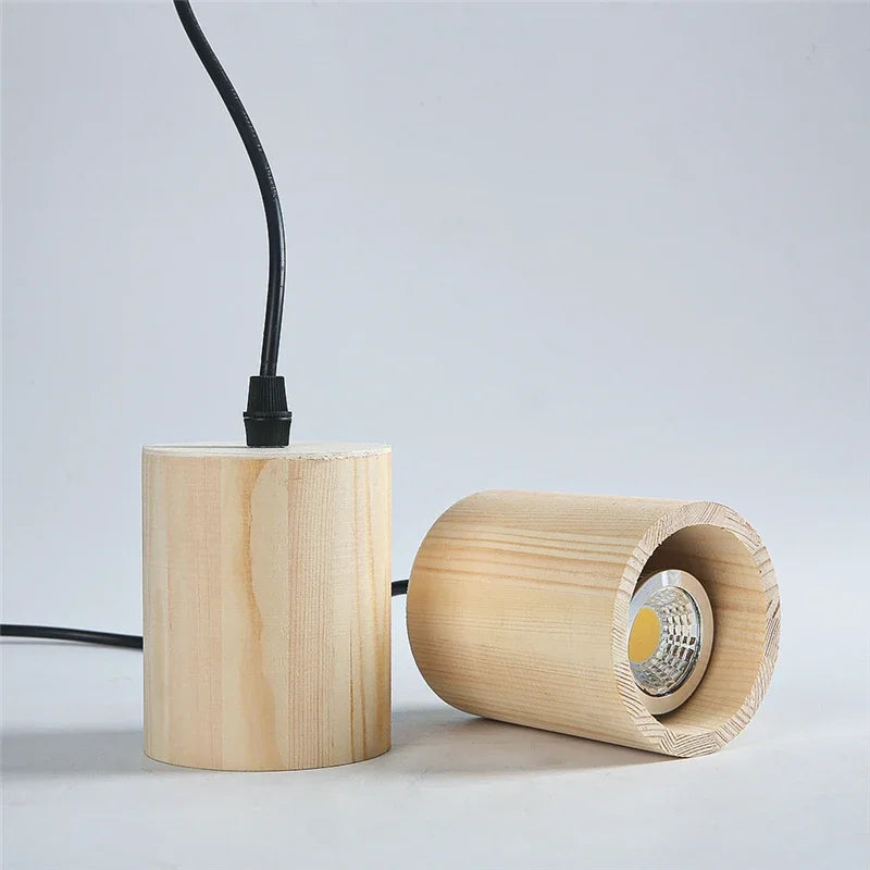 Modern wooden pendant lamp - Nordic style solid wood lamp for living room, bedroom, bar and restaurant, E27 lamp base