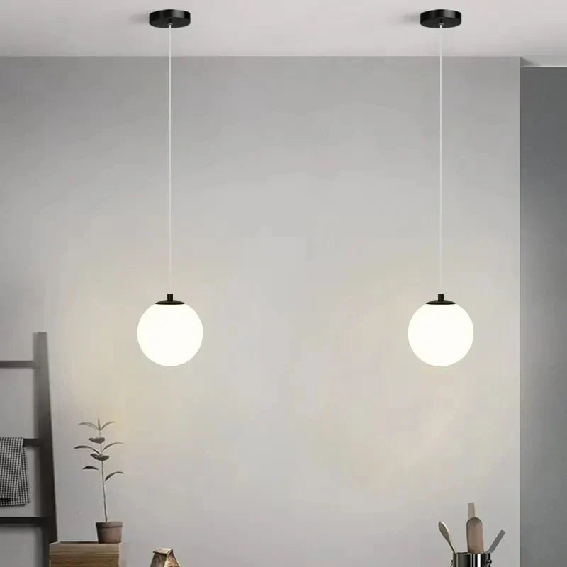 Modern Glass LED Pendant Light – Nordic Style Hanging Lamp for Living Room, Bedroom, Restaurant and Bar, 220V AC, Indoor Lighting Fixture
