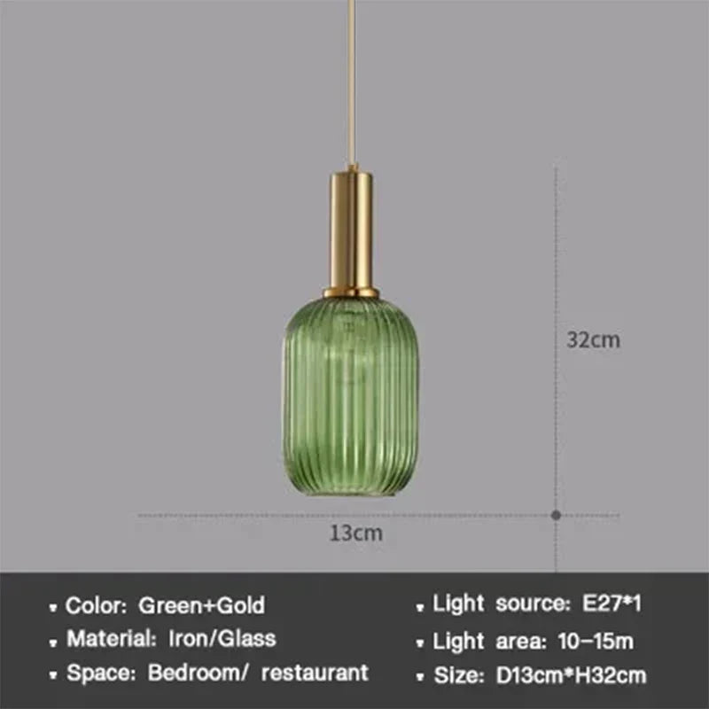 Modern Nordic Glass Pendant Light – Single Cup LED Pendant Light for Dining Room, Bedroom, Café and Study – White, Green, Cognac & more