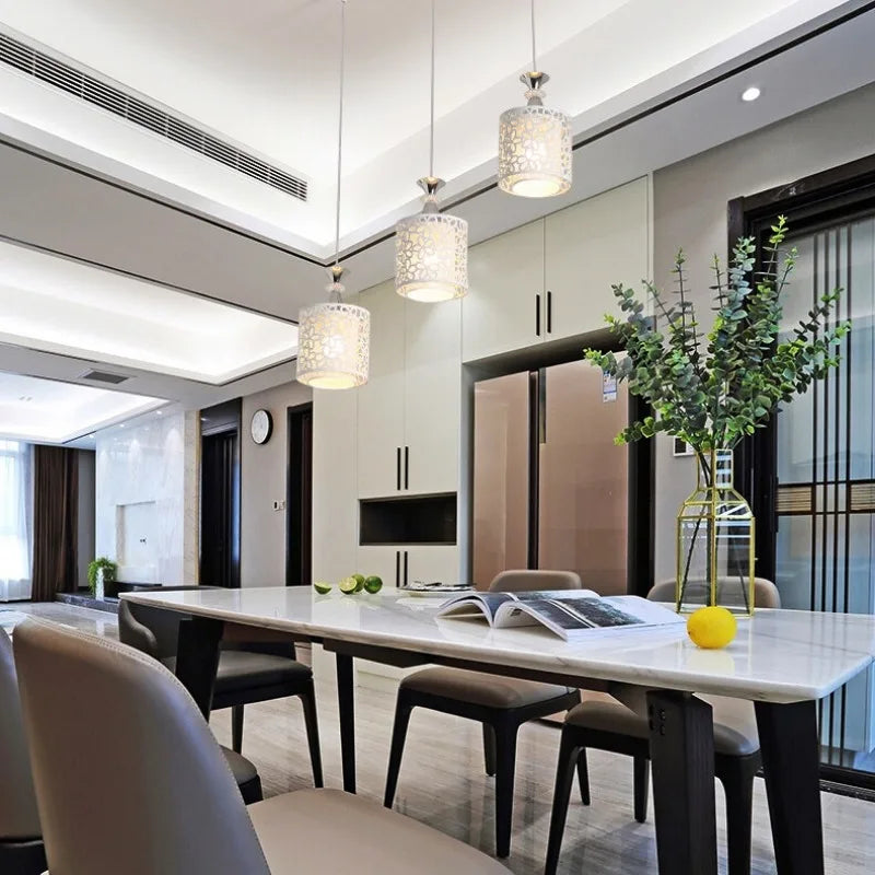 Modern White Crystal Pendant Lamp – Built-in Ceiling Light with LED Bulbs for Bedroom, Living Room, Kitchen, and Stairs