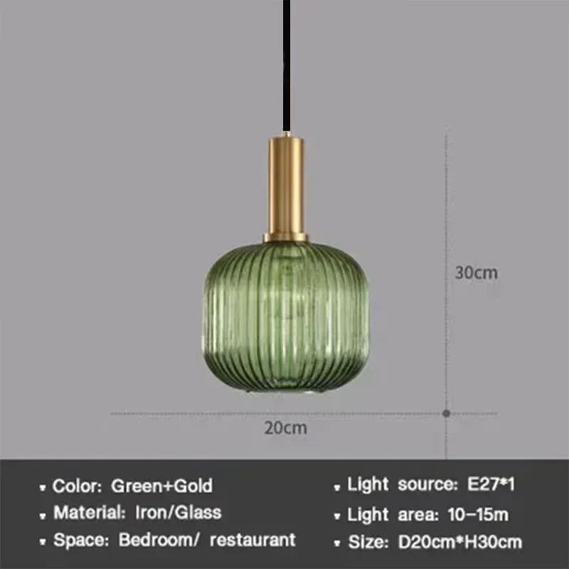 Modern Nordic Glass Pendant Light – Single Cup LED Pendant Light for Dining Room, Bedroom, Café and Study – White, Green, Cognac & more