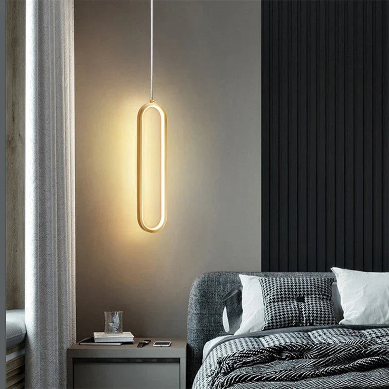 Modern LED Pendant Light - Black and gold hanging lamp for bedroom, living room, and dining room - Stylish indoor lighting