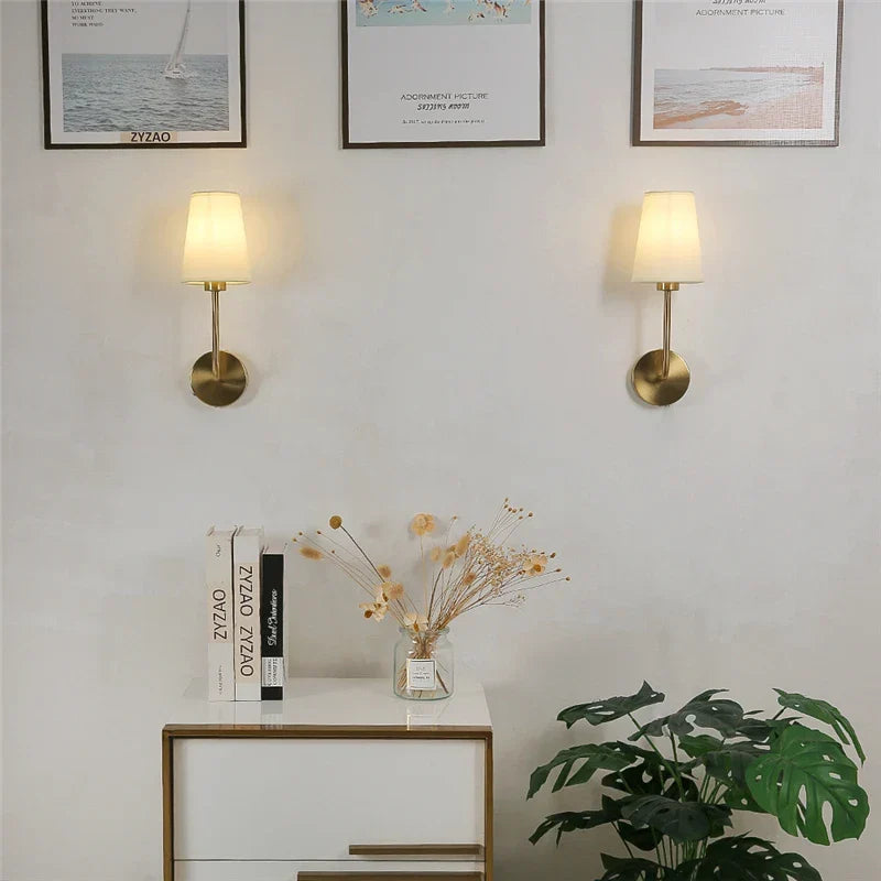 Nordic Minimalism LED Wall Lamp – Modern Linen Lampshade for Living Room, Bedroom and Staircase Decor