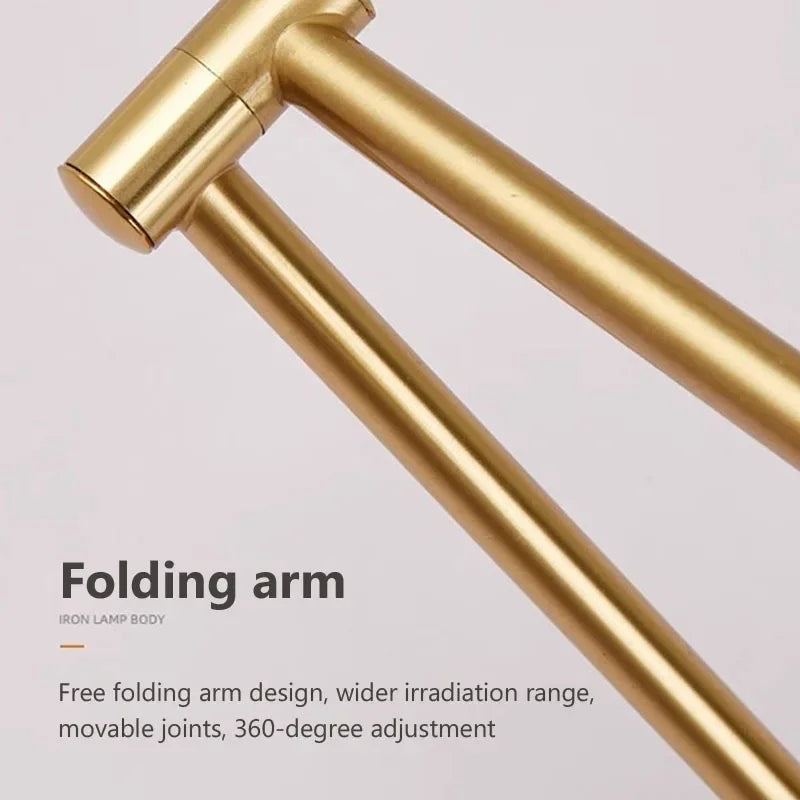 Nordic LED Glass Wall Lamp – Adjustable Arm Telescope Foldable Reading Lamp for Bedroom, Living Room and Study Room, Adjustable Long Tube Design
