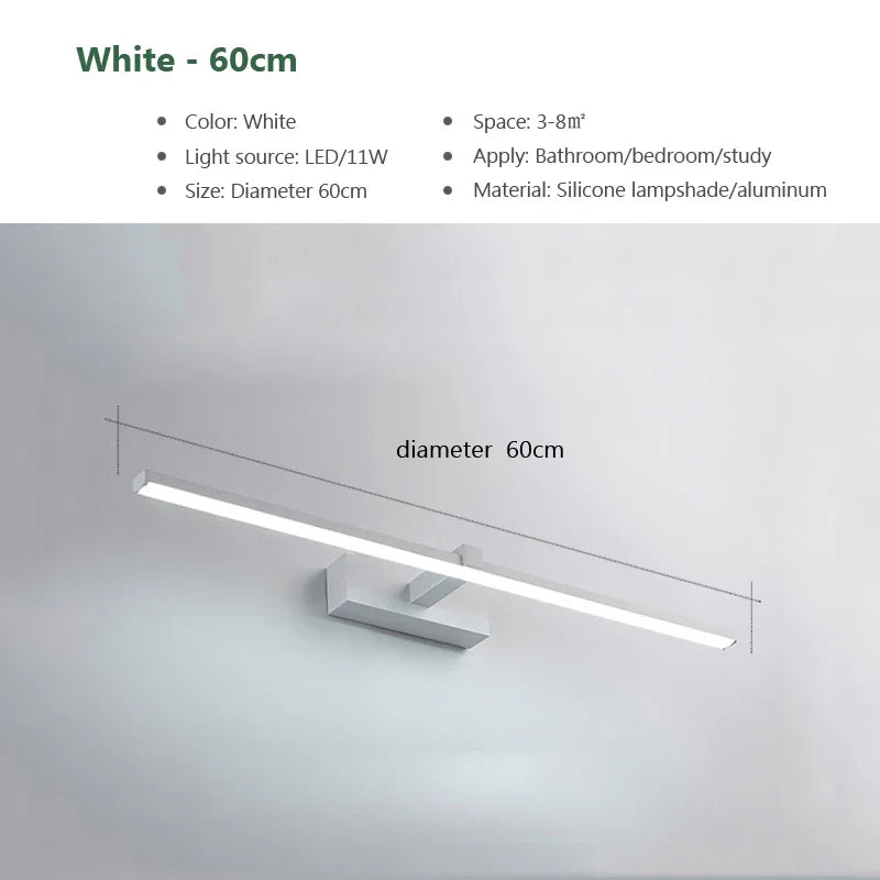 Modern LED Wall Lamp for the bathroom – 3-color adjustable light Aluminum LED mirror Lamp for Makeup and Baths