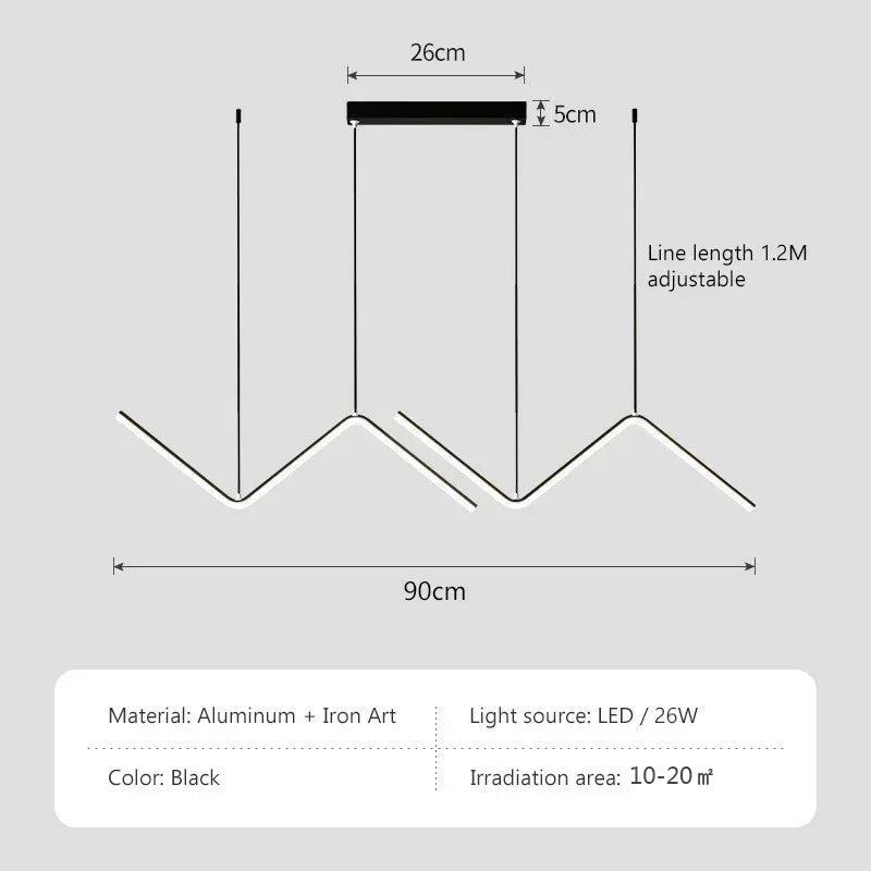 Modern LED Pendant Light – Nordic Golden Chandelier for Kitchen, Dining Room and Restaurant, Z-Shape Design with Remote Control