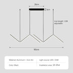 Modern LED Pendant Light – Nordic Golden Chandelier for Kitchen, Dining Room and Restaurant, Z-Shape Design with Remote Control