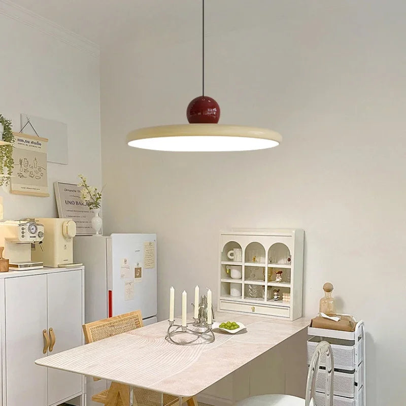 Nordic Cream Fly Plate Pendant Lamp – Modern LED Light for living room, bedroom, and restaurant, 20/30cm