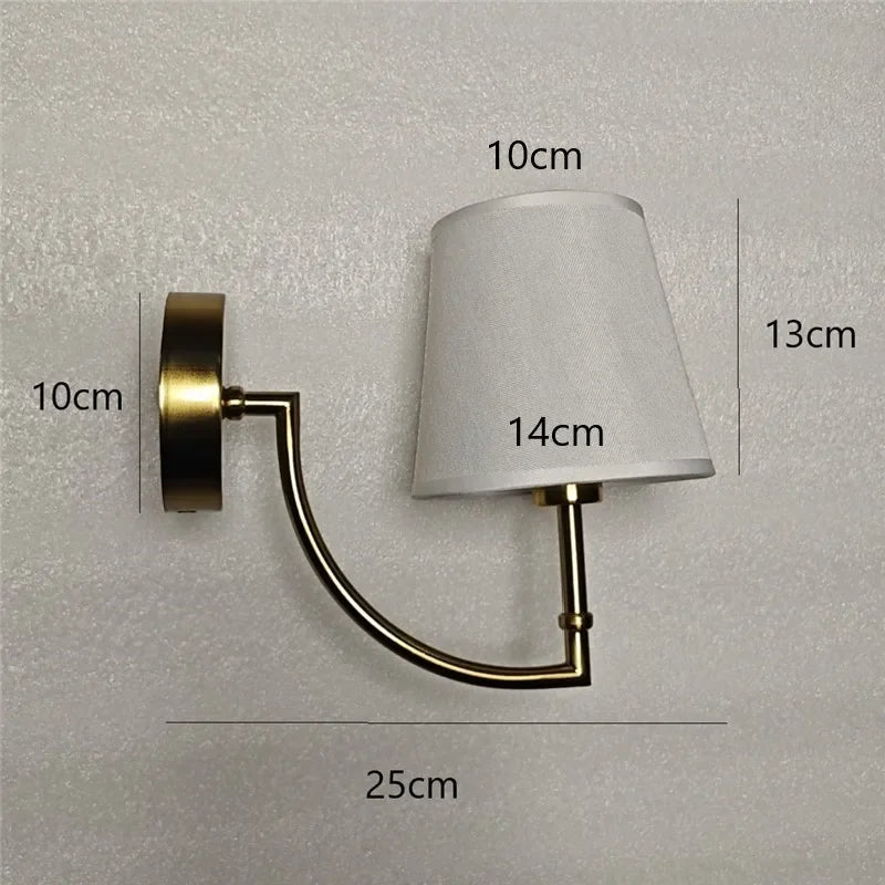Nordic Minimalist Wall Lamp – Modern linen lampshade with elbow design for living room, bedroom, and staircase