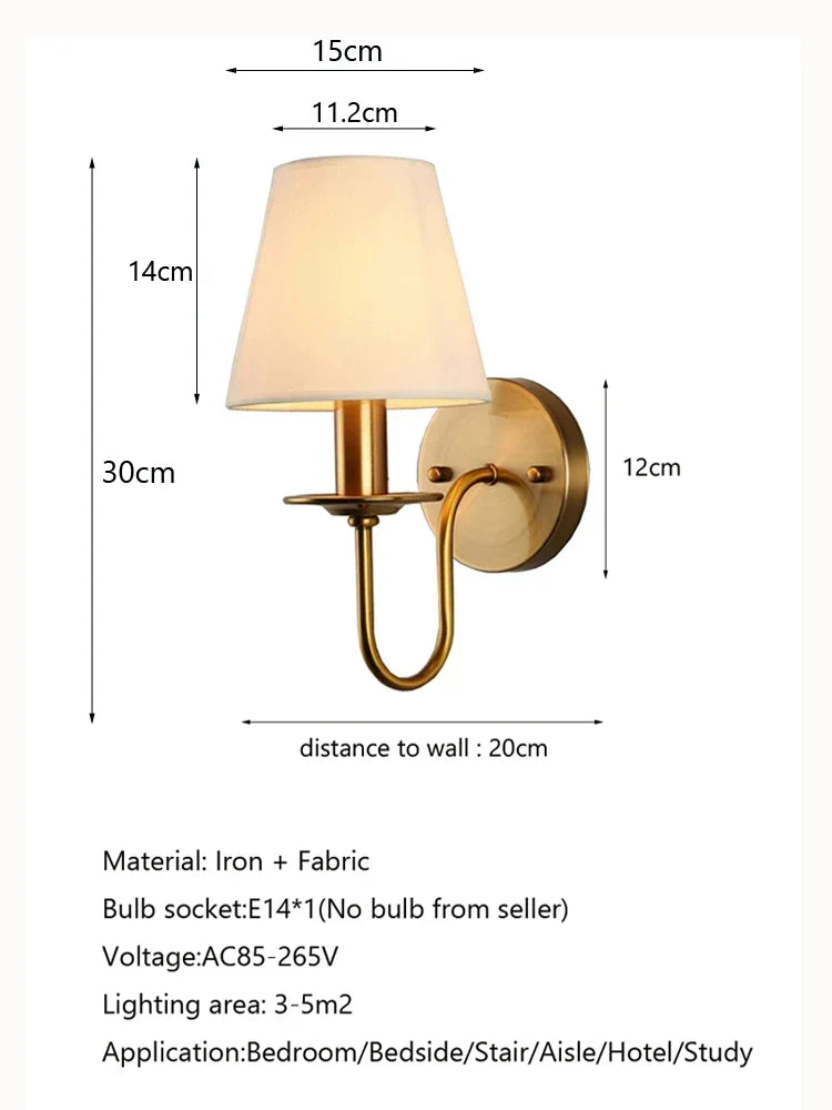 Elegant Fabric Wall Lamp - Vintage European Charm for Any Room