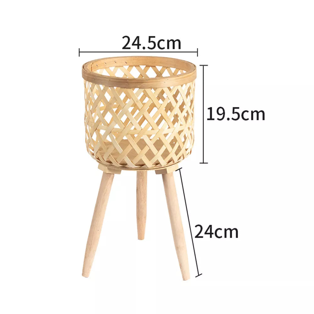 Handcrafted Bamboo Woven Flower Pot with Stand Plant Flower Display Storage Stand DIY Storage Children's Plant Pots Home Decor