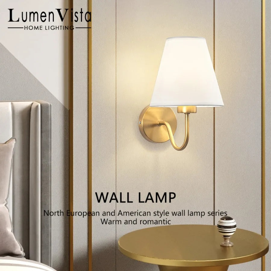 Modern LED Fabric Wall Lamp - E27 Retro Wall Lamps for Bedroom, Living Room, Hotel and Dining Room