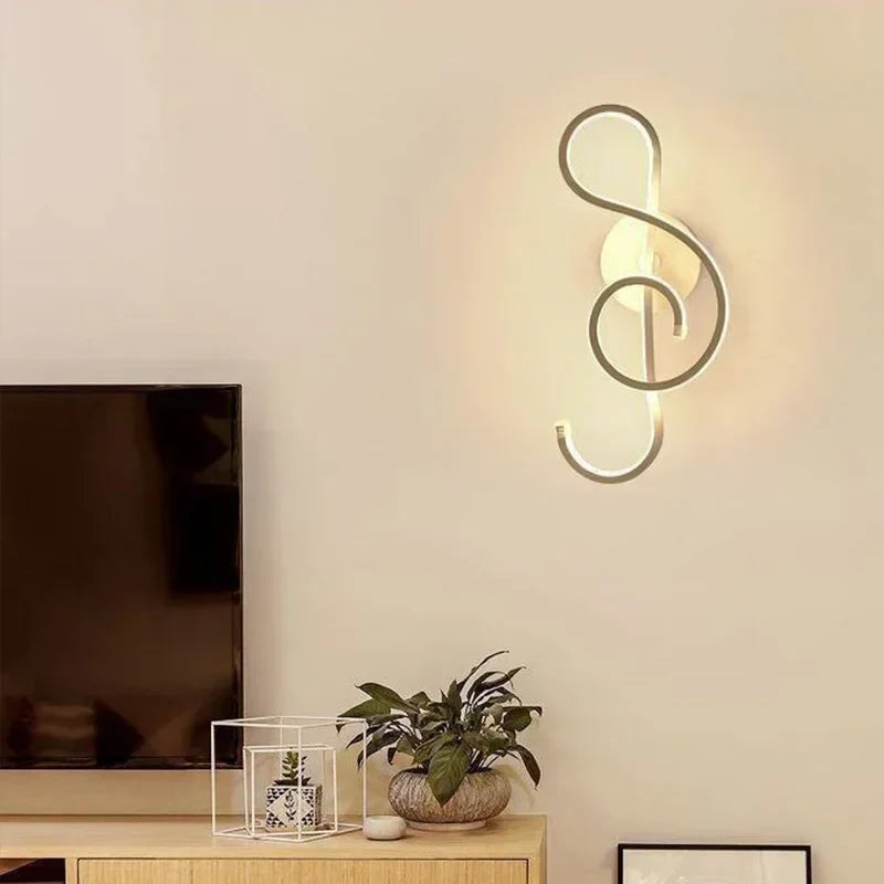 Modern LED Wall Lamp - Music Note Wall Lamp for Bedroom, Living Room and Office, On/Off Touch, Up and Down Light Direction, Indoor Decoration