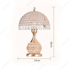 Luxury European style LED table lamp with fabric lampshade & crystal base – Warm romantic bedroom nightstand lamp