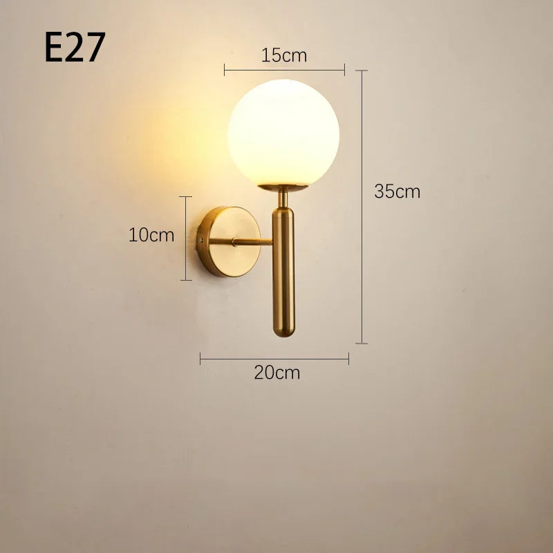 Modern LED Wall Lamp – Interior Wall Lamp for Hotel, Bathroom, Bedroom, Living Room, Hall & Corridor, E27 Three-Color Adjustable, AC Powered