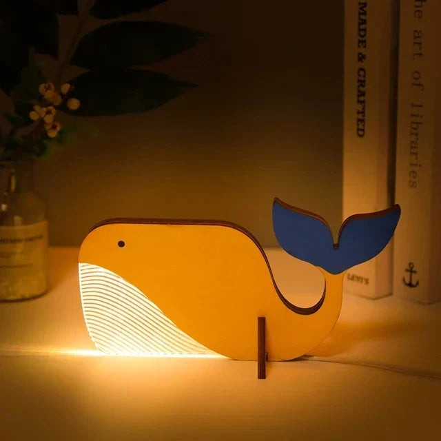 Charming wooden animal LED night lights