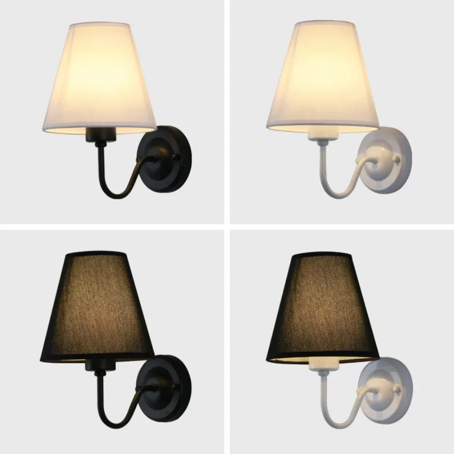 Modern LED Fabric Wall Lamp - E27 Retro Wall Lamps for Bedroom, Living Room, Hotel and Dining Room