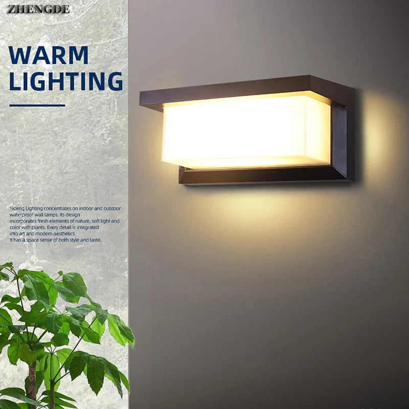 Modern LED outdoor wall lamp with motion sensor - Waterproof veranda light, outdoor lighting system