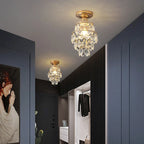 Modern Golden Mini Crystal Ceiling Lamp – E27 LED Light for Bedroom, Living Room, Staircases and Home Decor